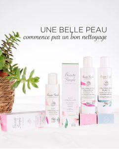 Produits Beauté Simple utilisés pour les soins visage et corps à domicile à Quimper.